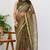 women's floral print kota doria saree -green