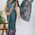 women's floral print cotton blend saree -teal
