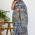 women's floral print art silk saree -blue