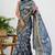 women's floral print art silk saree -blue