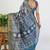 women's floral print art silk saree -blue