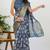 women's floral print art silk saree -blue