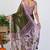 women's block print cotton blend saree -green