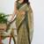 women's floral print cotton blend saree -green