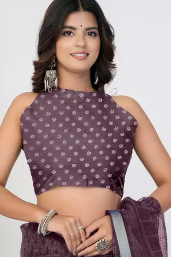 women's floral print cotton blend saree -magenta