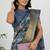 women's floral print art silk saree -blue
