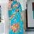 women's floral print chiffon saree -blue