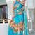 women's floral print chiffon saree -blue