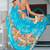 women's floral print chiffon saree -blue