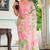 women's chevron print chiffon saree -pink