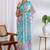women's chevron print chiffon saree -turquoise