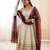 Off White Color Lace Work With Kali Cutting Work Cosmos Silk Gown Set