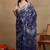 women's floral print chiffon saree -blue