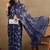 women's floral print chiffon saree -blue
