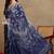women's floral print chiffon saree -blue
