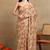 women's floral print chiffon saree -beige