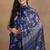 women's floral print chiffon saree -blue