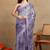 women's chevron zig zag print chiffon saree -lavender