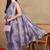 women's chevron zig zag print chiffon saree -lavender