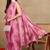 women's chevron zig zag print chiffon saree -pink