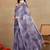 women's chevron zig zag print chiffon saree -lavender