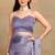 women's chevron zig zag print chiffon saree -lavender