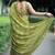 women's block print chiffon saree -green