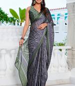 women's chevron print chiffon saree -purple