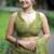 women's block print chiffon saree -green