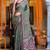 women's chevron print chiffon saree -green