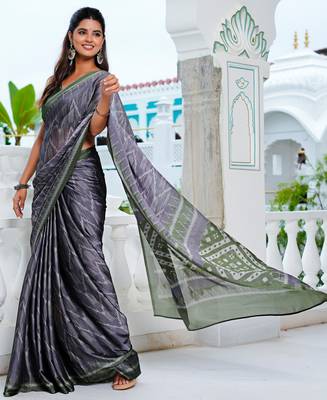 women's chevron print chiffon saree -purple 3