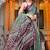 women's chevron print chiffon saree -green