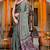 women's chevron print chiffon saree -green