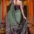 women's chevron print chiffon saree -green