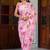 women's floral print chiffon saree -pink