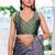 women's chevron print chiffon saree -purple