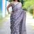 women's block print chiffon saree -lavender
