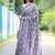 women's block print chiffon saree -lavender