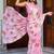 women's floral print chiffon saree -pink