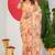 women's floral print chiffon saree -orange