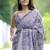 women's block print chiffon saree -lavender