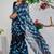 women's shibori print chiffon saree -blue