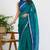 women's ikkat print kota doria saree -turquoise