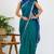 women's ikkat print kota doria saree -turquoise