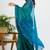 women's ikkat print kota doria saree -turquoise