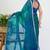 women's ikkat print kota doria saree -turquoise