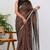 women's ikkat print kota doria saree -brown