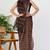 women's ikkat print kota doria saree -brown