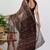 women's ikkat print kota doria saree -brown