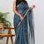 women's ikkat print kota doria saree -blue